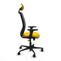 Zulema sincro malla gris bali amarillo brazos 2D base nailon cabecero fijo ruedas 65mm nailon