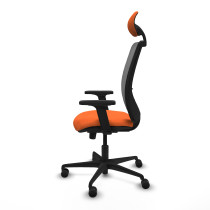 Zulema sincro malla gris bali naranja brazos 2D base nailon cabecero fijo ruedas 65mm nailon
