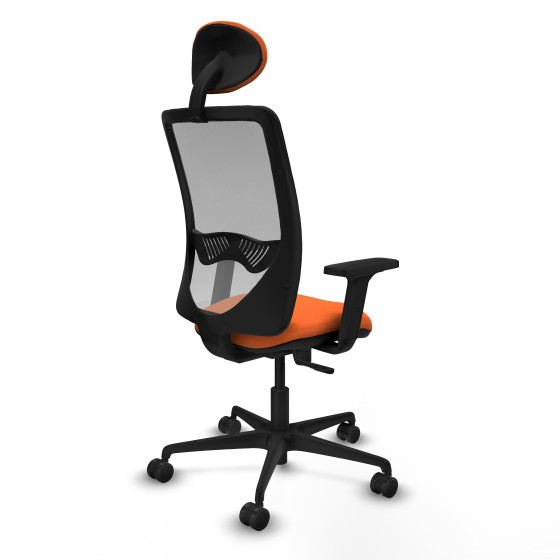 Zulema sincro malla gris bali naranja brazos 2D base nailon cabecero fijo ruedas 65mm nailon