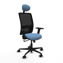 Zulema sincro malla negra bali azul cielo brazos 2D base nailon cabecero fijo ruedas 65mm nailon