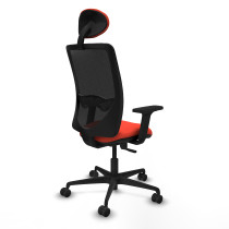 Zulema sincro malla negra bali naranja oscuro brazos 2D base nailon cabecero fijo ruedas 65mm nailon