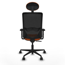 Zulema sincro malla negra bali naranja brazos 2D base nailon cabecero fijo ruedas 65mm nailon