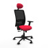 Zulema sincro malla negra bali rojo brazos 2D base nailon cabecero fijo ruedas 65mm nailon