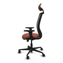 Zulema sincro malla negra bali marrón brazos 2D base nailon cabecero fijo ruedas 65mm nailon