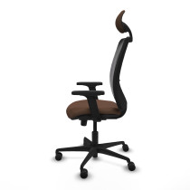 Zulema sincro malla negra bali marrón oscuro brazos 2D base nailon cabecero fijo ruedas 65mm nailon