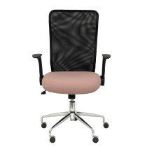 Silla Minaya respaldo malla negro asiento bali rosa pálido