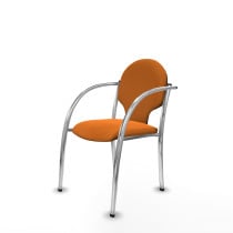 Pack 2 sillas Hellín chasis 4 patas cromo similpiel naranja