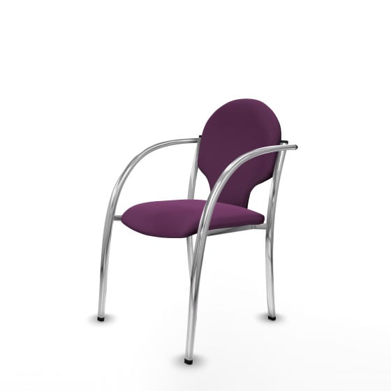 Pack 2 sillas Hellín chasis 4 patas cromo similpiel morado