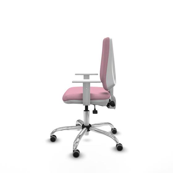 Elche blanca asincro bali rosa brazos blancos base cromada ruedas 65mm engomadas