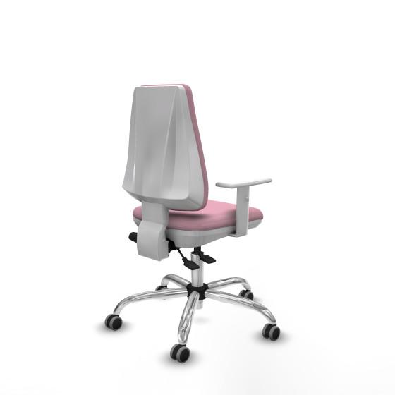 Elche blanca asincro bali rosa brazos blancos base cromada ruedas 65mm engomadas