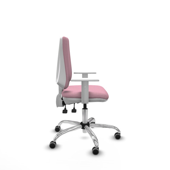 Elche blanca asincro bali rosa brazos blancos base cromada ruedas 65mm engomadas