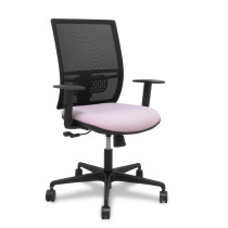 Silla Yunquera sincro malla negra bali rosa brazo regulable.