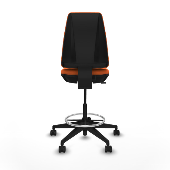 Taburete Elche CP bali naranja base piramidal ruedas 65mm nailon