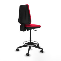 Taburete Elche CP bali rojo base piramidal ruedas 65mm nailon