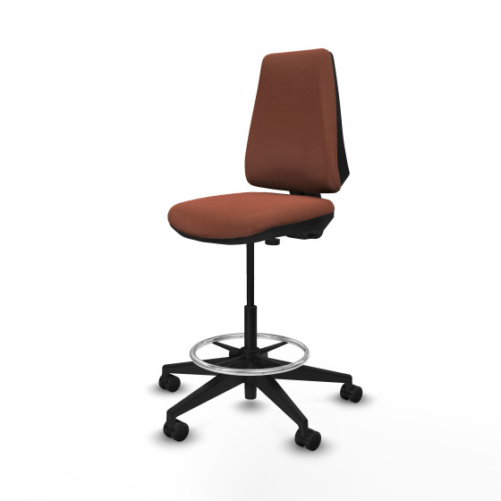 Taburete Elche CP bali marrón base piramidal ruedas 65mm nailon