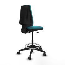 Taburete Elche CP bali turquesa base piramidal ruedas 65mm nailon