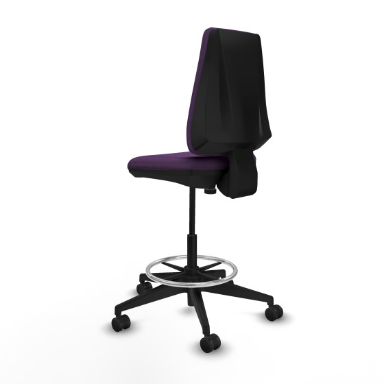 Taburete Elche CP bali morado base piramidal ruedas 65mm nailon