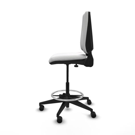 Taburete Elche CP bali blanco base piramidal ruedas 65mm nailon
