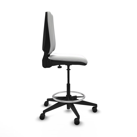 Taburete Elche CP bali blanco base piramidal ruedas 65mm nailon