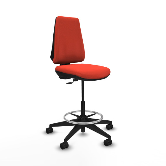 Taburete Elche CP bali naranja oscuro base piramidal ruedas 65mm nailon
