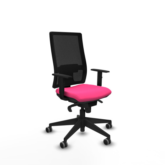 Horna sincro malla negra similpiel rosa brazos 1D base piramidal  ruedas 65mm engomadas