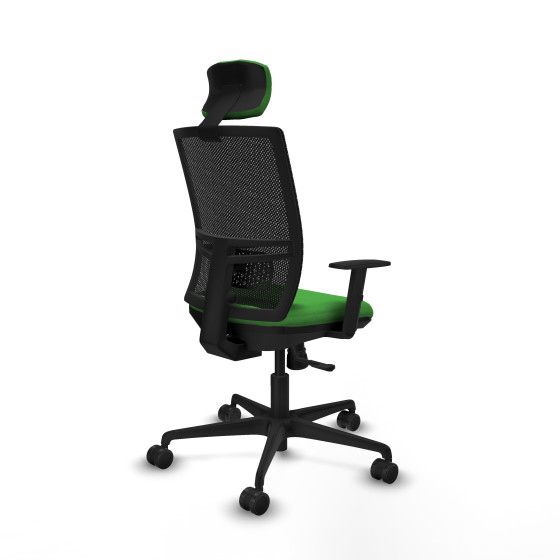 Yunquera sincro malla negra bali verde brazos 1D base nailon cabecero 1D ruedas 65mm nailon