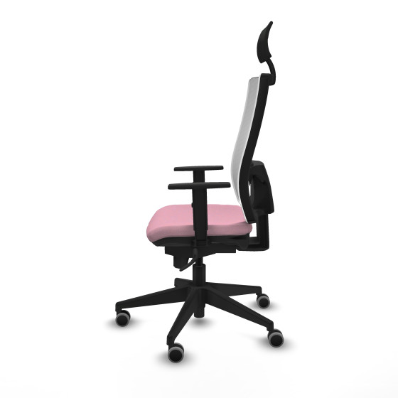 Horna sincro malla blanca bali rosa brazos 1D base piramidal cabecero fijo ruedas 65mm engomadas