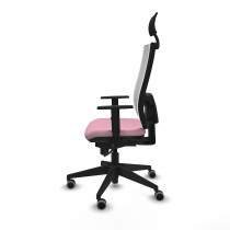 Horna sincro malla blanca bali rosa brazos 1D base piramidal cabecero fijo ruedas 65mm engomadas