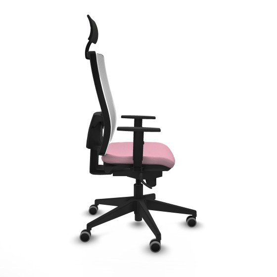 Horna sincro malla blanca bali rosa brazos 1D base piramidal cabecero fijo ruedas 65mm engomadas