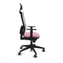 Horna sincro malla blanca bali rosa brazos 1D base piramidal cabecero fijo ruedas 65mm engomadas