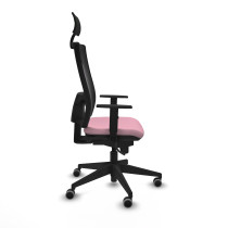 Horna sincro malla negra bali rosa brazos 1D base piramidal cabecero fijo ruedas 65mm engomadas