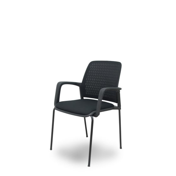 Pack 4 sillas Opti519 respaldo malla negra asiento tela negra