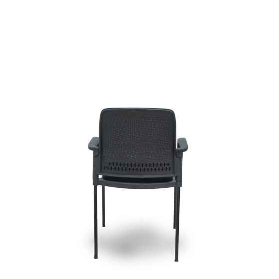 Pack 4 sillas Opti519 respaldo malla negra asiento tela negra