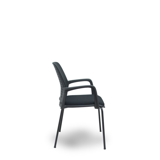 Pack 4 sillas Opti519 respaldo malla negra asiento tela negra