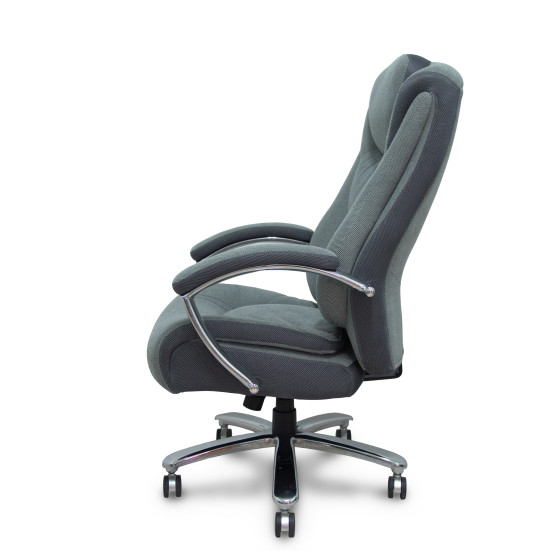 Sillón Ergo531 basculante tapizado tela y 3D color gris base cromo ruedas nailon 60mm