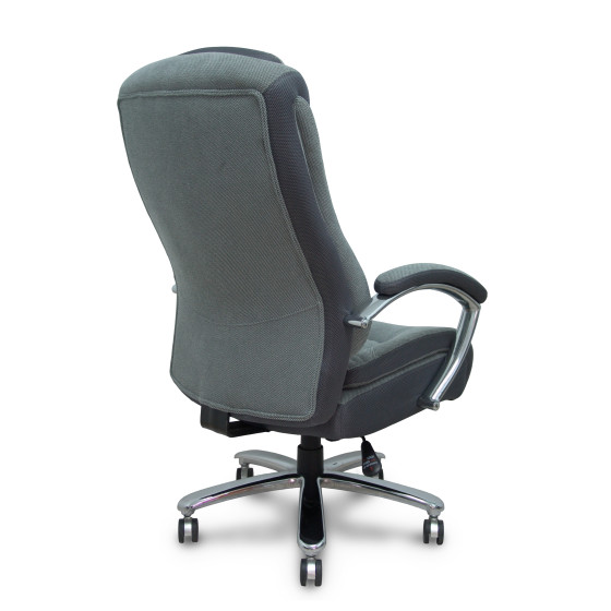 Sillón Ergo531 basculante tapizado tela y 3D color gris base cromo ruedas nailon 60mm