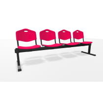 Bancada Iso plastic 4 plazas PVC color rojo