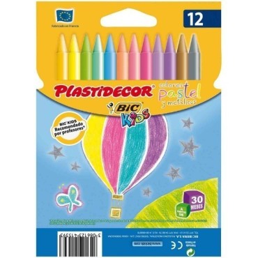 Ceras BIC Kids PLASTIDECOR Caja x12 Colores Pastel