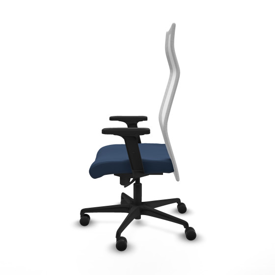 Albacete malla sincro malla blanca similpiel azul marino brazos 2D base nailon ruedas 65 mm nailon