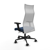 Albacete malla sincro malla blanca similpiel azul marino brazos 2D base nailon ruedas 65 mm nailon