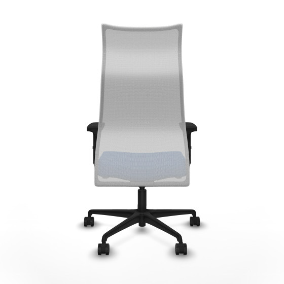 Albacete malla sincro malla blanca similpiel azul brazos 2D base nailon ruedas 65 mm nailon