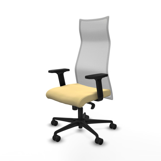 Albacete malla sincro malla blanca similpiel crema brazos 2D base nailon ruedas 65 mm nailon