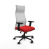 Albacete malla sincro malla blanca similpiel rojo brazos 2D base nailon ruedas 65 mm nailon
