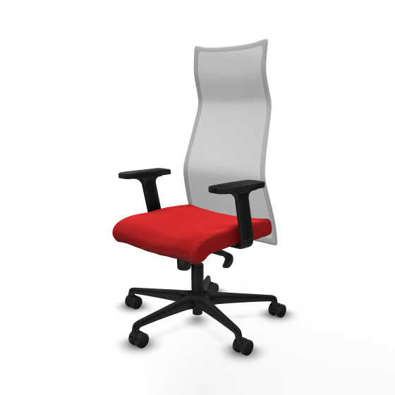 Albacete malla sincro malla blanca similpiel rojo brazos 2D base nailon ruedas 65 mm nailon