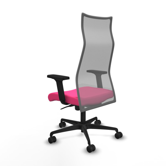 Albacete malla sincro malla gris similpiel rosa brazos 2D base nailon ruedas 65 mm nailon