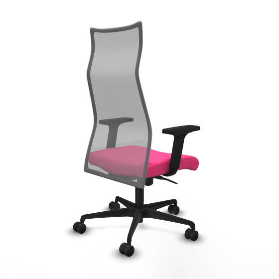 Albacete malla sincro malla gris similpiel rosa brazos 2D base nailon ruedas 65 mm nailon