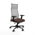 Albacete malla sincro malla gris similpiel marrón oscuro brazos 2D base nailon ruedas 65 mm nailon