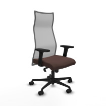 Albacete malla sincro malla gris similpiel marrón oscuro brazos 2D base nailon ruedas 65 mm nailon