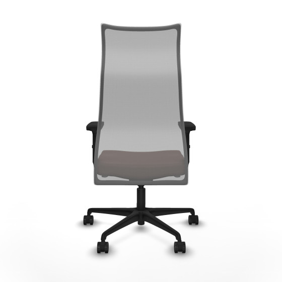 Albacete malla sincro malla gris similpiel marrón oscuro brazos 2D base nailon ruedas 65 mm nailon