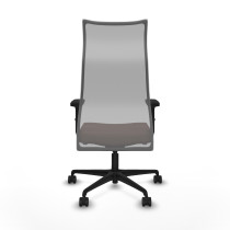 Albacete malla sincro malla gris similpiel marrón oscuro brazos 2D base nailon ruedas 65 mm nailon